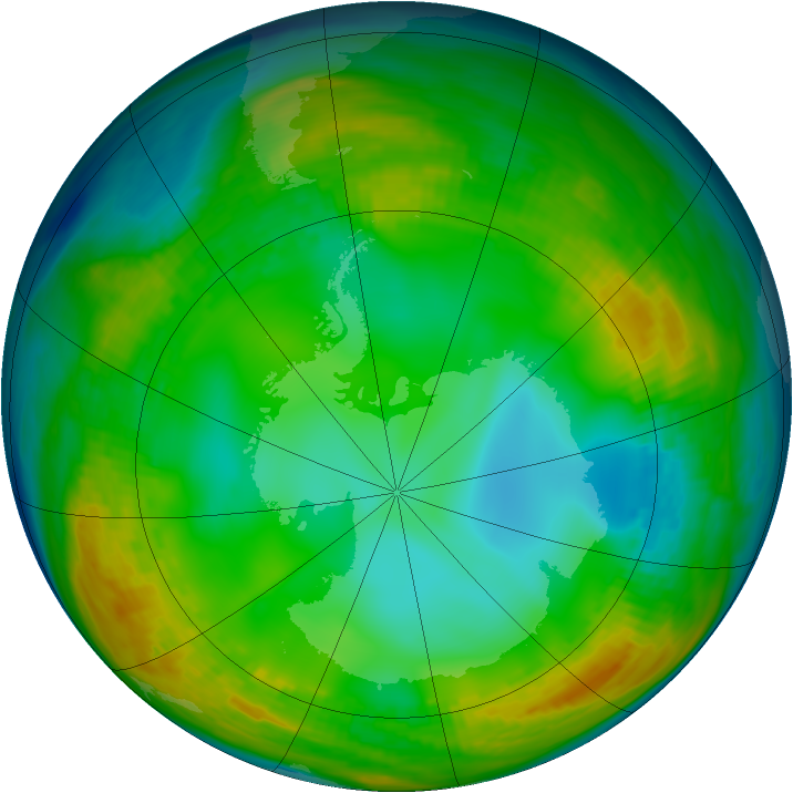 Antarctic ozone map for 13 July 1980